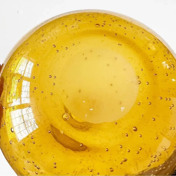 Amber Bubble Glass Narrow Mouth‎ Blown Vase Heavy Home Decor - Picture 3 of 5